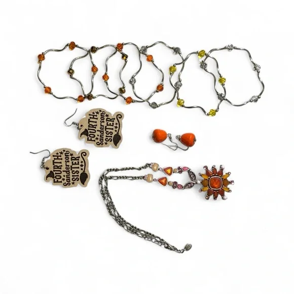 Autumn Themed Fashion Jewelry Lot 2 Pairs Earrings 6 Bracelets 1 Necklace - Picture 2 of 12